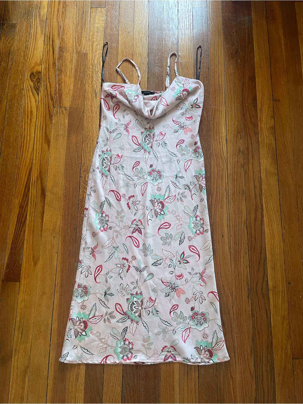 Forever 21 Pink Floral Midi Slip Dress